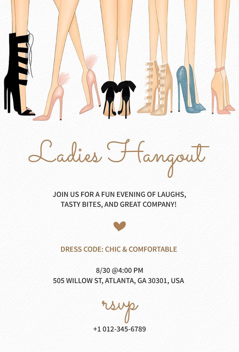 Chic Ladies Night Out Fun Gathering Event Invitation Template