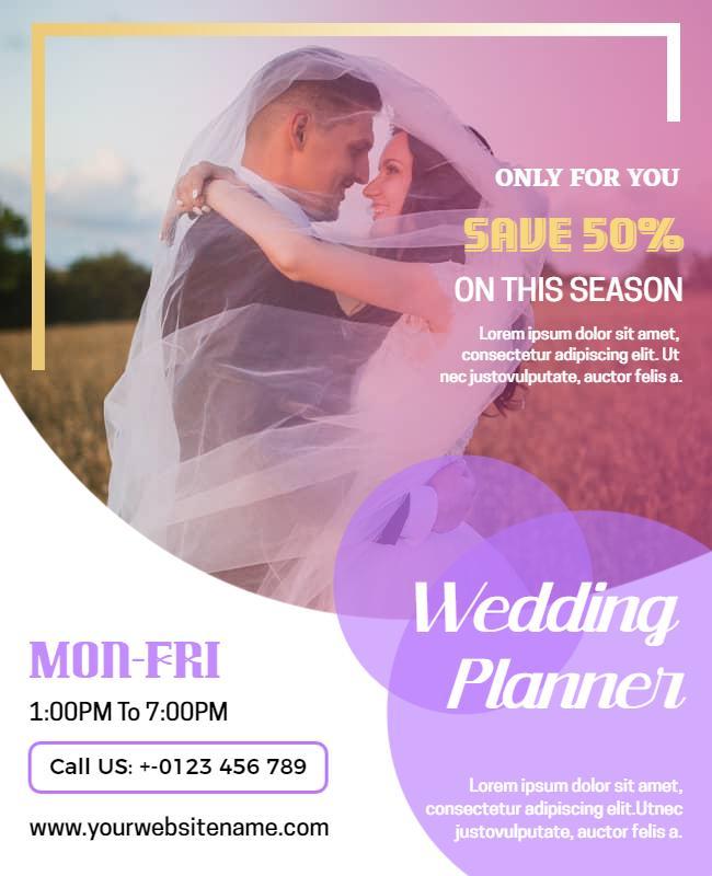 Chic Lavender Romantic Wedding Planner Flyer Template
