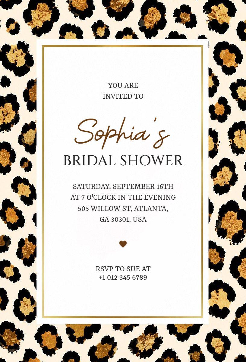 Chic Leopard Print Glamorous Bridal Shower Invitation Template