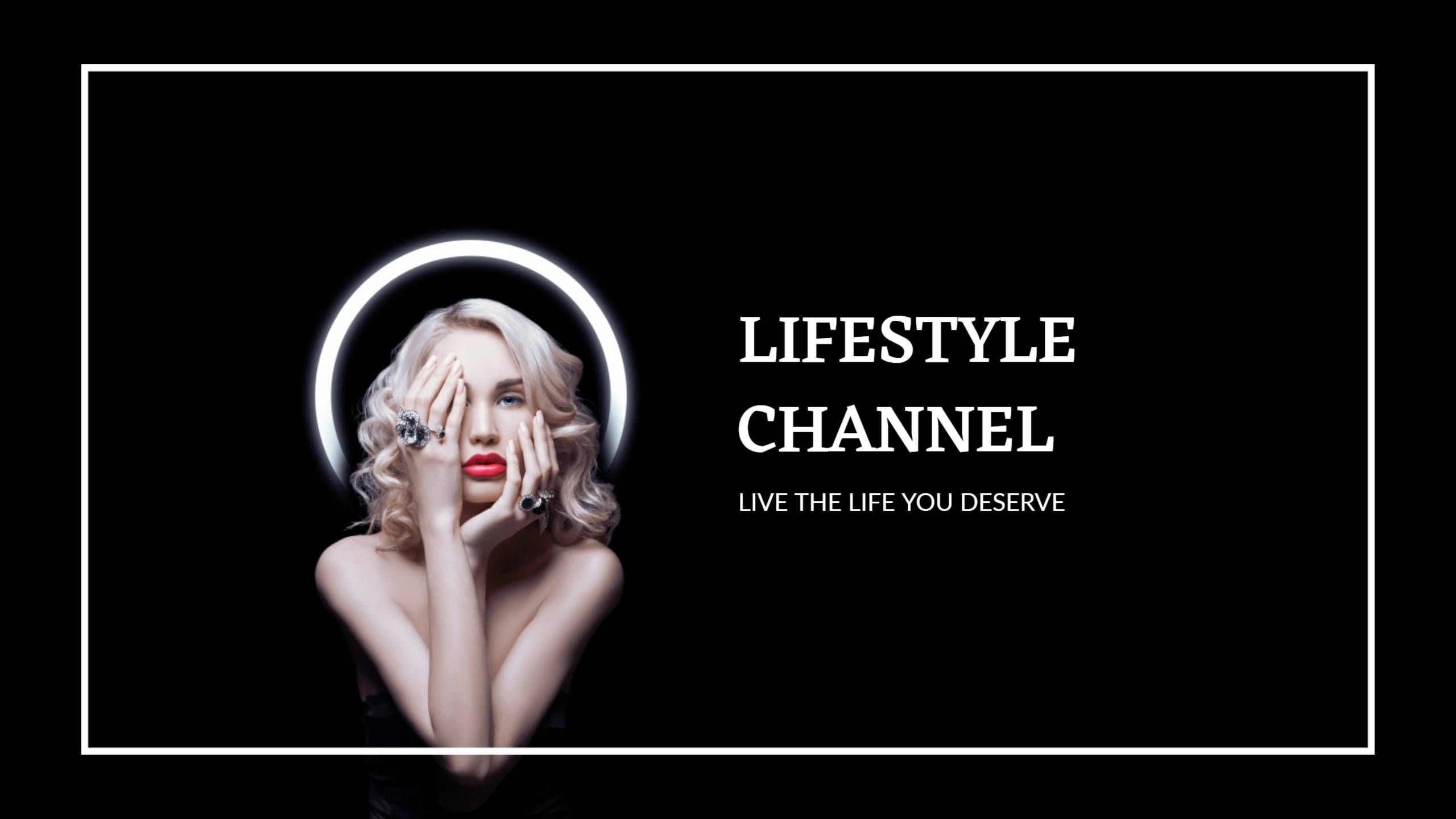 Chic Lifestyle Portrait with Halo on Black YouTube Banner Template
