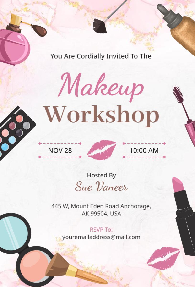 Chic Makeup Artistry Skill Development Workshop Invitation Template