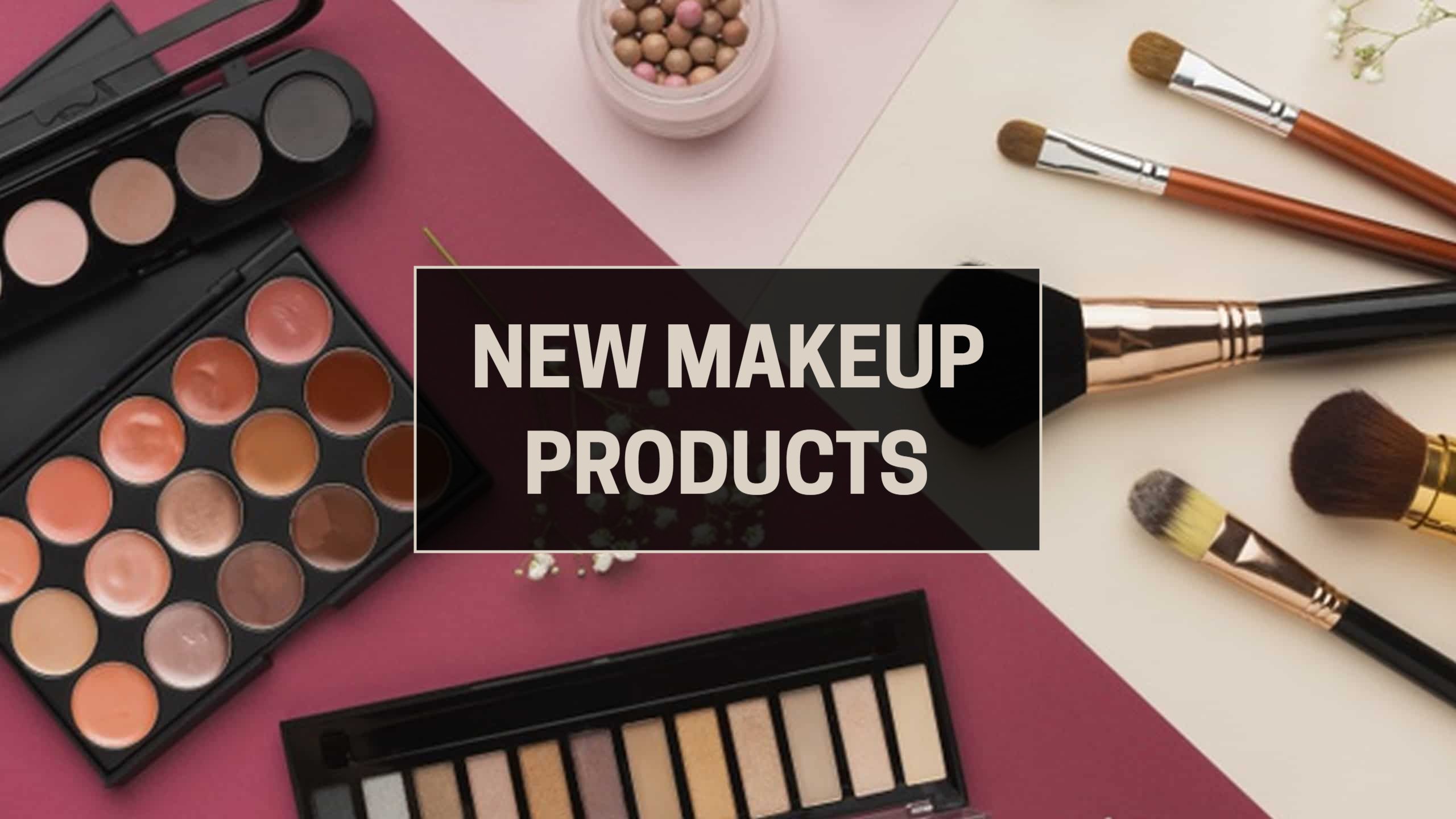 Chic Makeup Palette on Pink Background YouTube Banner Template