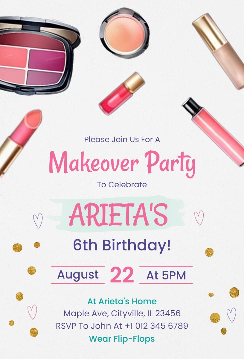 Chic Makeup Party Glam Birthday Celebration Invitation Template