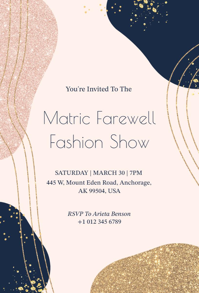 Chic Matric Farewell Fashion Show Celebration Invitation Template