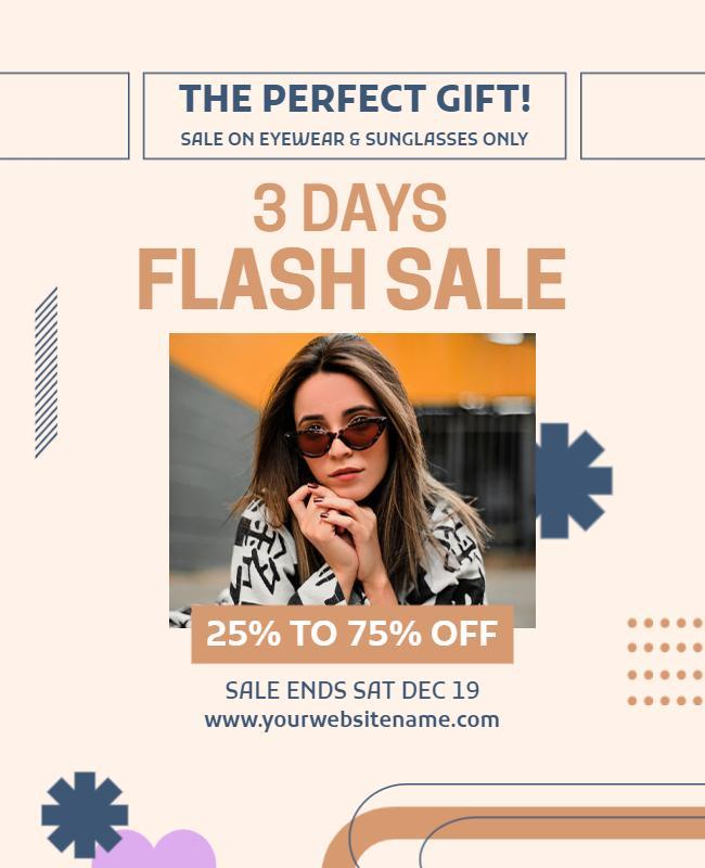 Chic Minimalist Flash Sale Eyewear Discount Poster Template