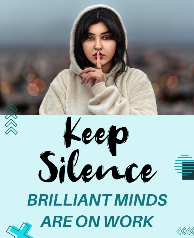 Chic Minimalist Keep Silence Motivation Poster Template