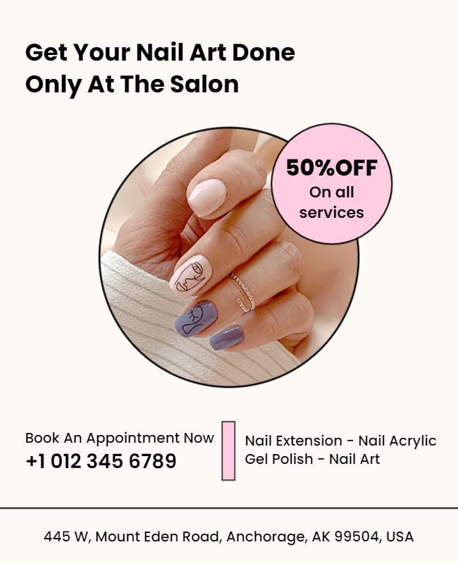 Chic Minimalist Nail Art Promotion at Salon Poster Template
