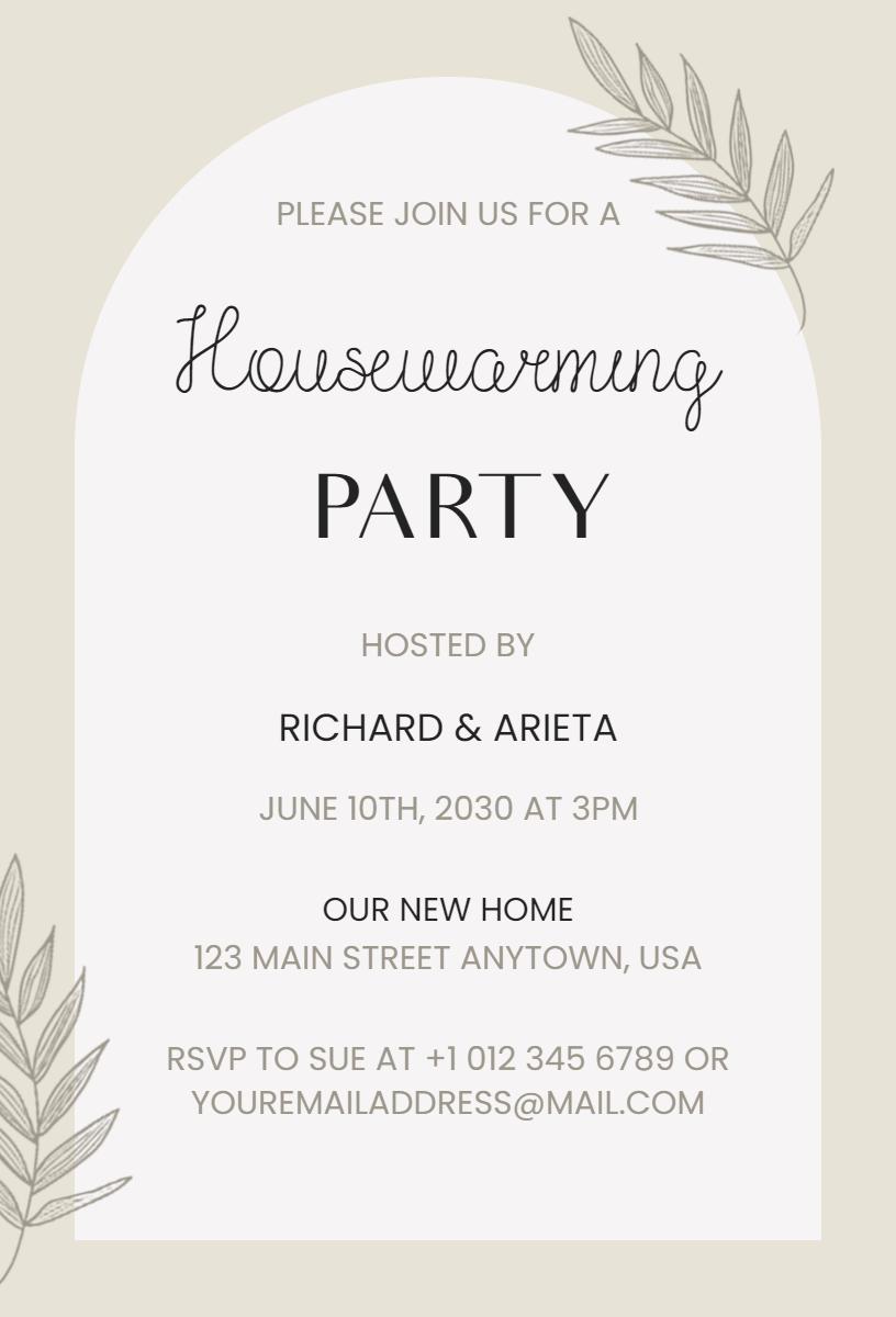 Chic Modern Elegant Housewarming Celebration Invitation Template