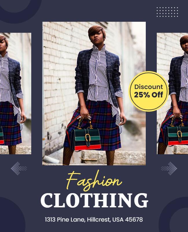 Chic Modern Fashion Clothing Discount Poster Template