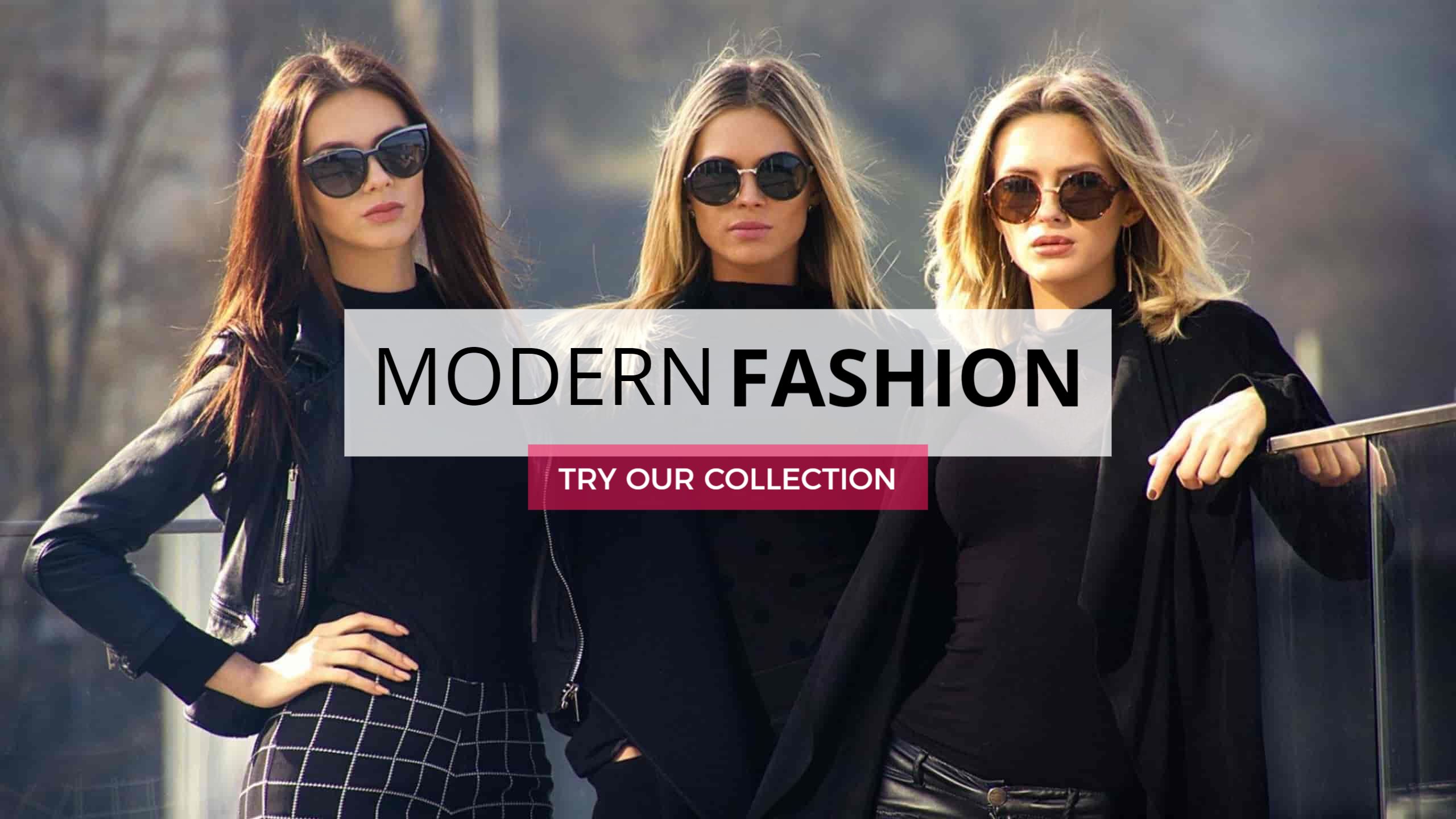 Chic Modern Fashion Display Featuring Stylish Models YouTube Banner Template