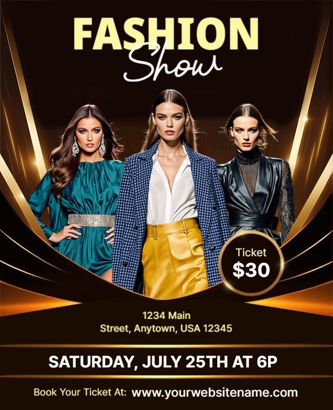 Chic Modern Fashion Show Glamour Event Poster Template
