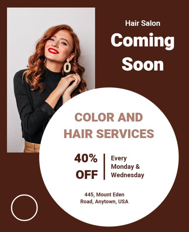 Chic Modern Hair Salon Coming Soon Services Poster Template
