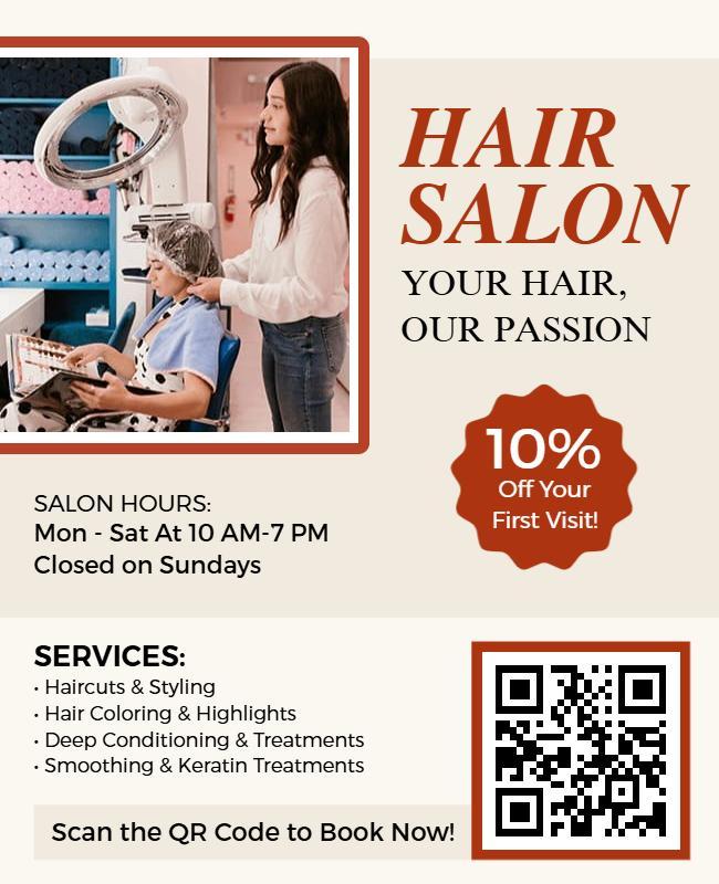 Chic Modern Hair Salon Promotion Flyer Template