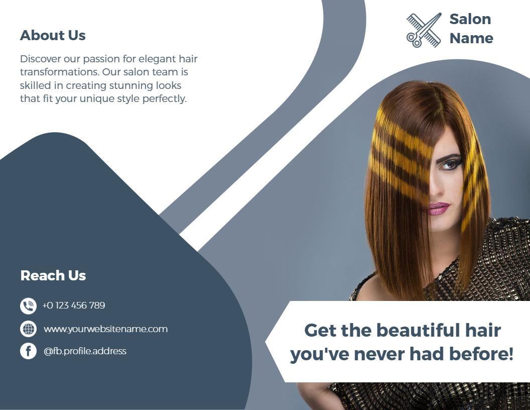 Chic Modern Hair Salon Services and Transformations Brochure Template