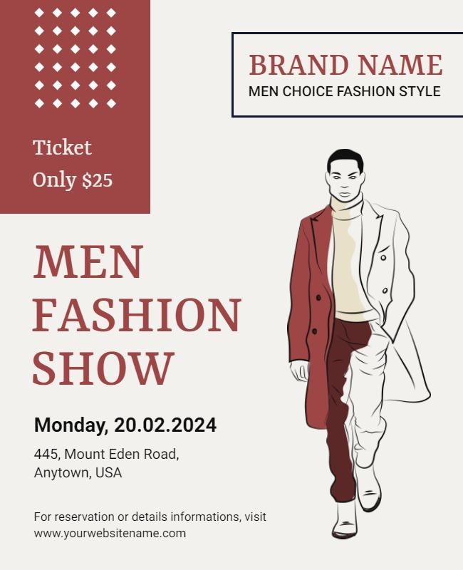 Chic Modern Men's Fashion Show Promotional Flyer Template