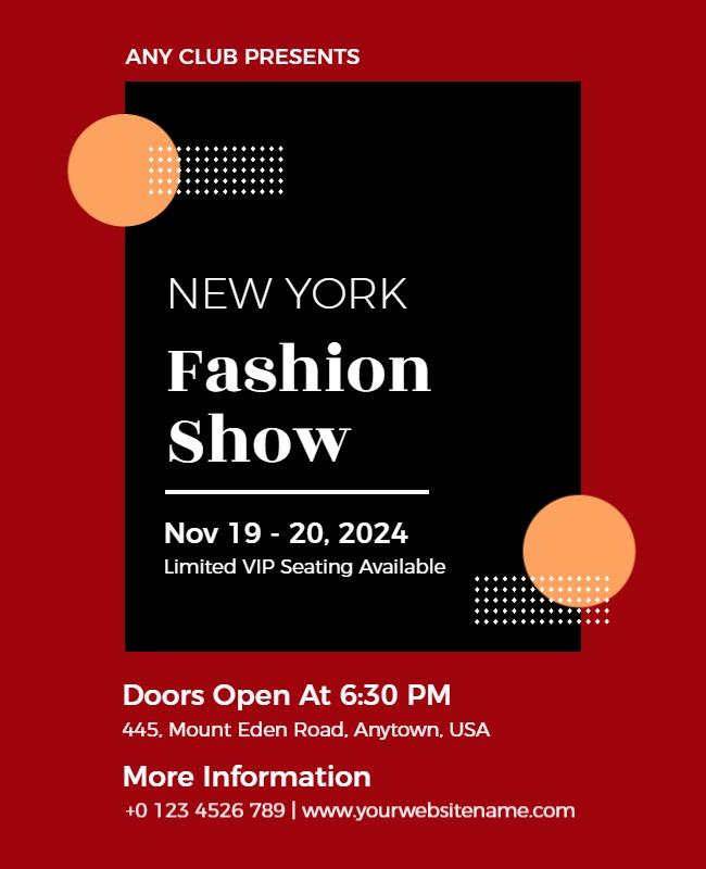 Chic Modern Red New York Fashion Show Flyer Template