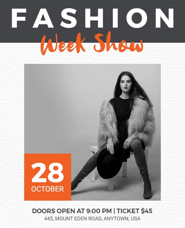 Chic Monochrome Fashion Week Show Flyer Template