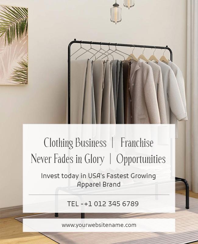 Chic Neutral Apparel Business Franchise Opportunity Poster Template