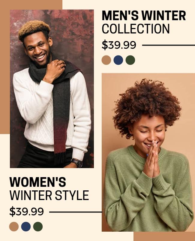 Chic Neutral Winter Fashion Sale Flyer Template