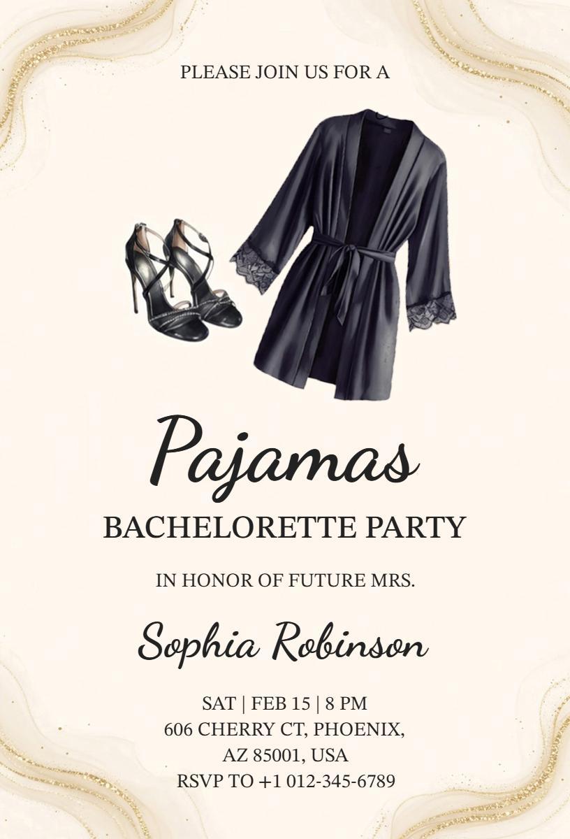 Chic Pajamas Themed Bachelorette Party Invitation Template