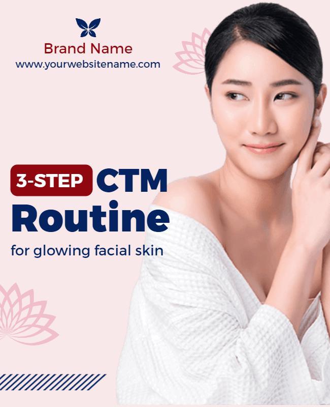 Chic Pastel Beauty Skincare CTM Routine Poster Template