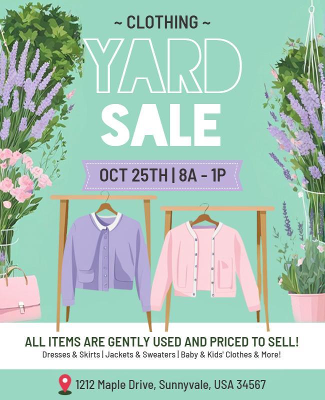 Chic Pastel Floral Clothing Yard Sale Poster Template