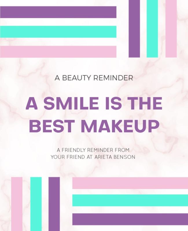 Chic Pastel Marble Aesthetic Beauty Reminder Poster Template