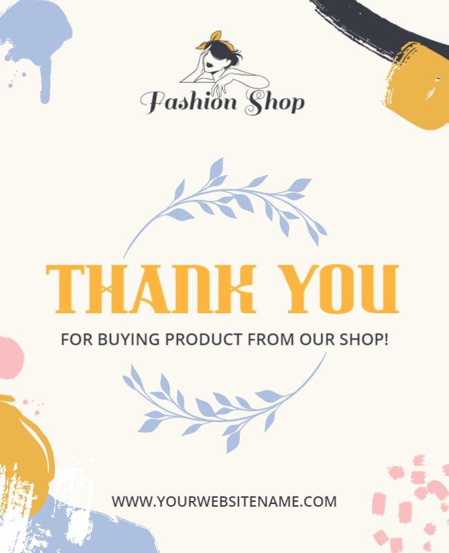 Chic Pastel Thank You Card for Fashion Shop Poster Template