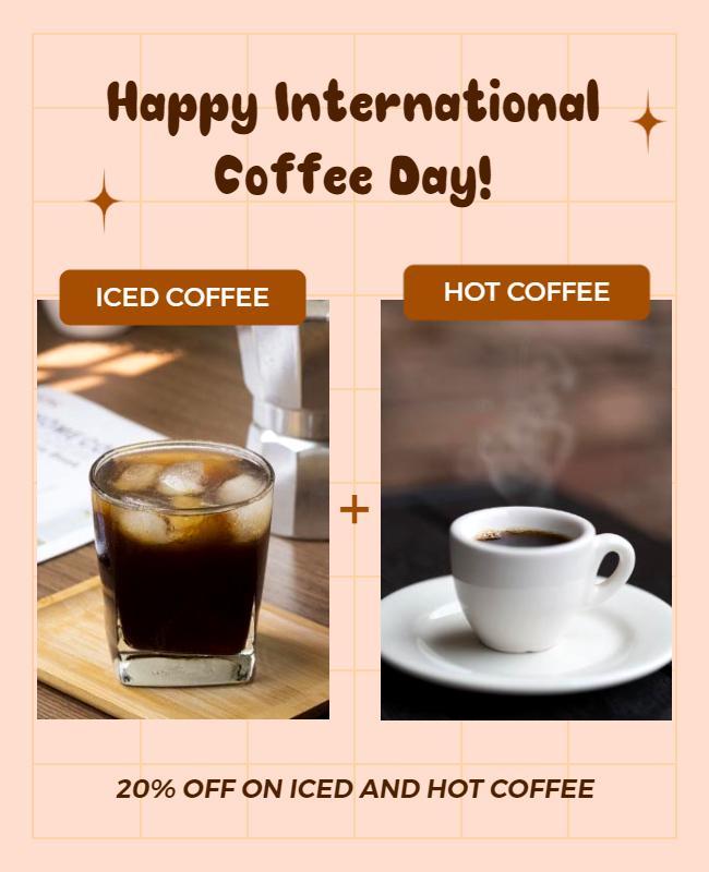 Chic Peach International Coffee Day Promotion Poster Template