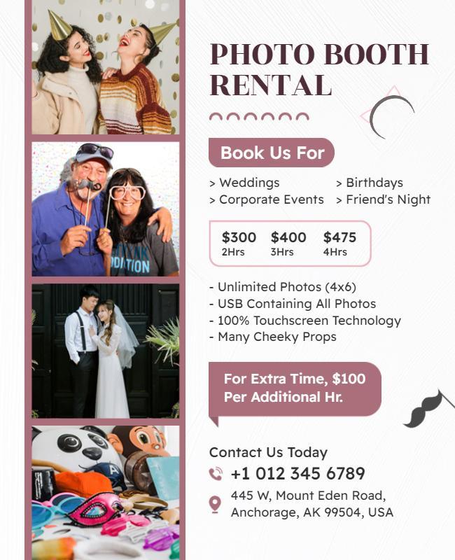 Chic Peach Photo Booth Rental Event Services Poster Template