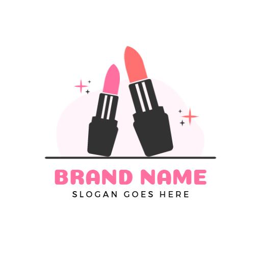 Chic Pink and Black Lipstick Design for Beauty Brand Logo Template