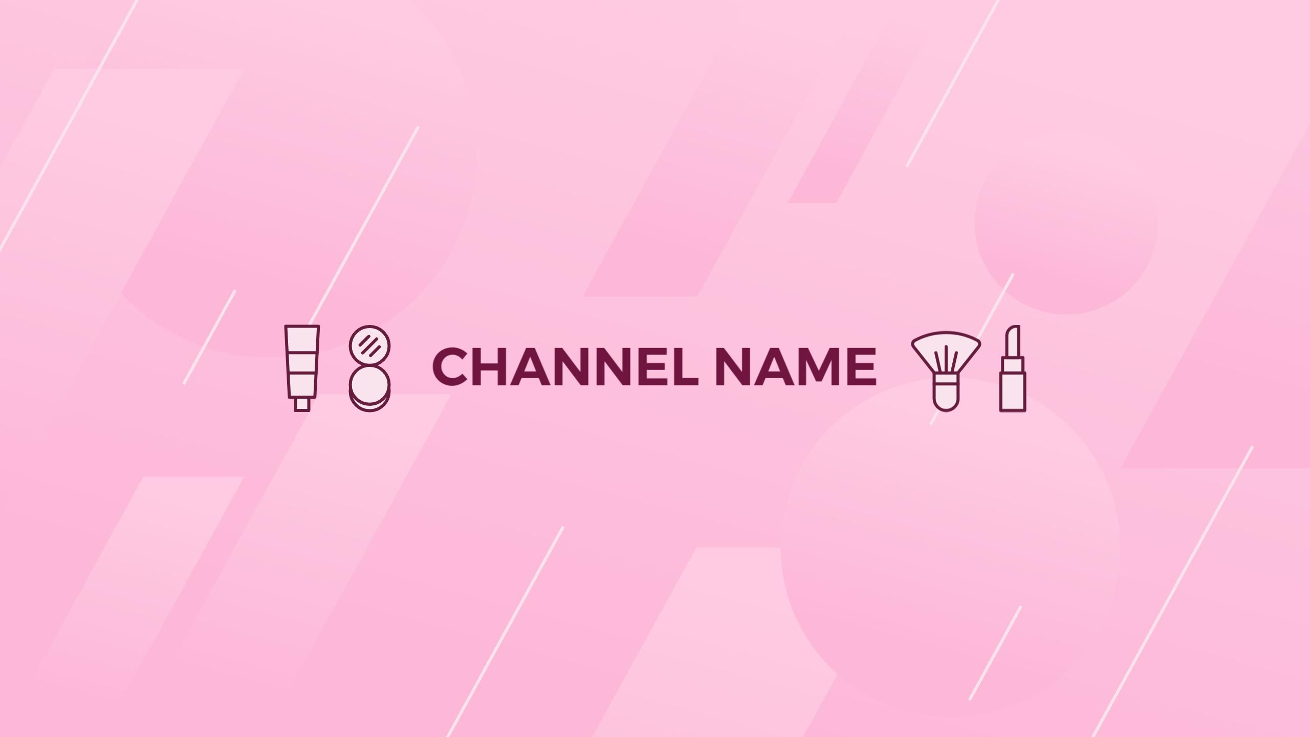 Chic Pink Background with Beauty Icons YouTube Banner Template