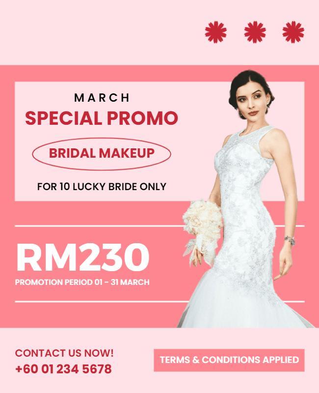 Chic Pink Bridal Makeup Special Promotion Poster Template