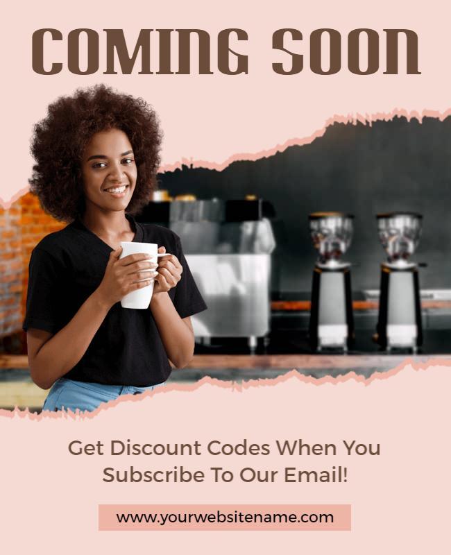 Chic Pink Coffee Shop Coming Soon Announcement Poster Template
