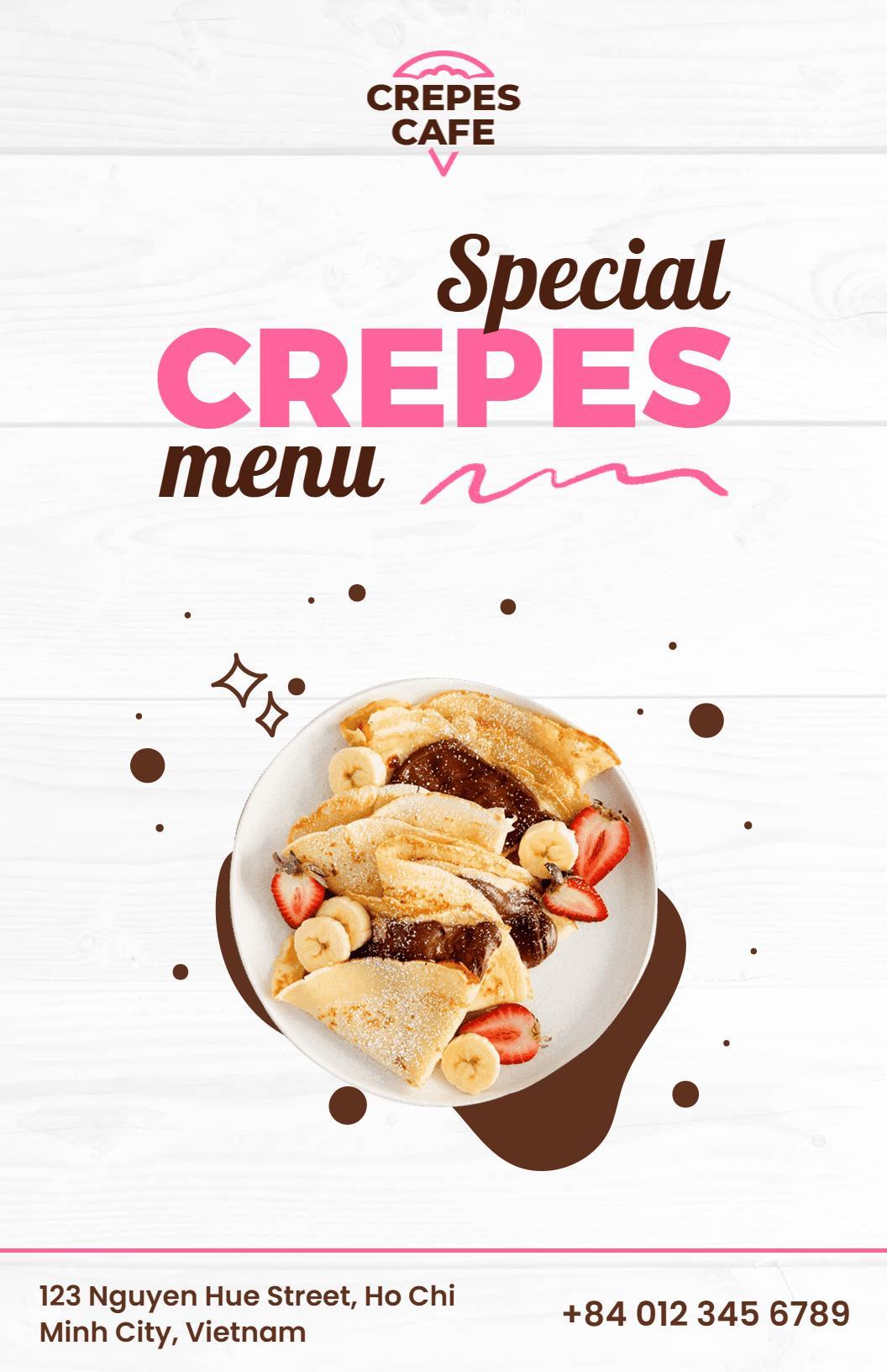 Chic Pink Crepes Café Special Menu Template
