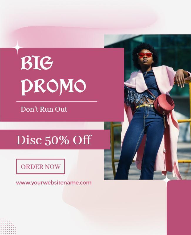 Chic Pink Fashion Promotion Sale Poster Template