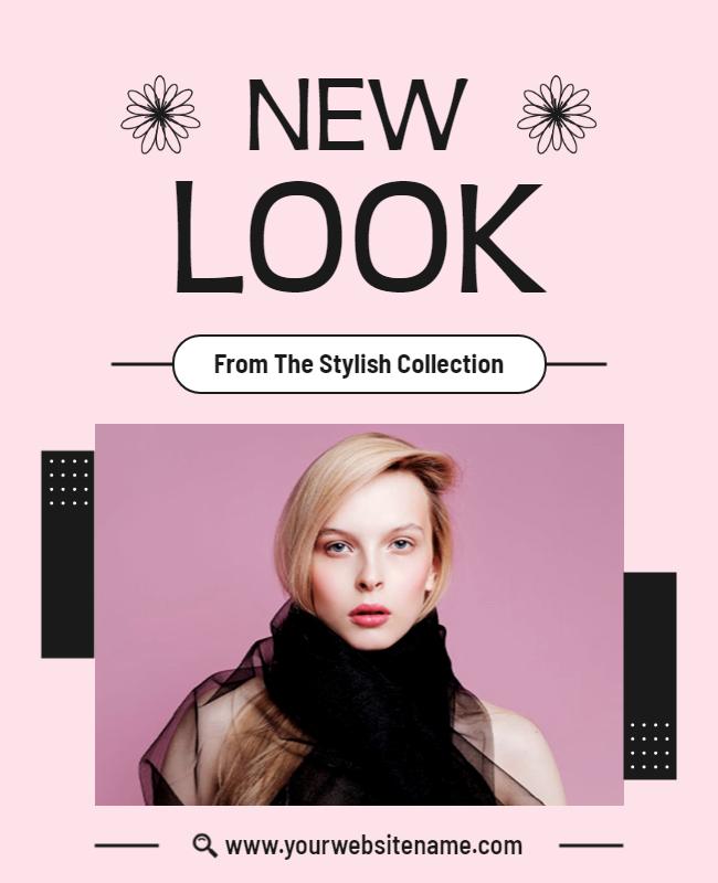 Chic Pink Fashion Promotional Look Poster Template