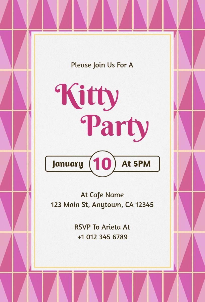 Chic Pink Geometric Kitty Party Celebration Invitation Template