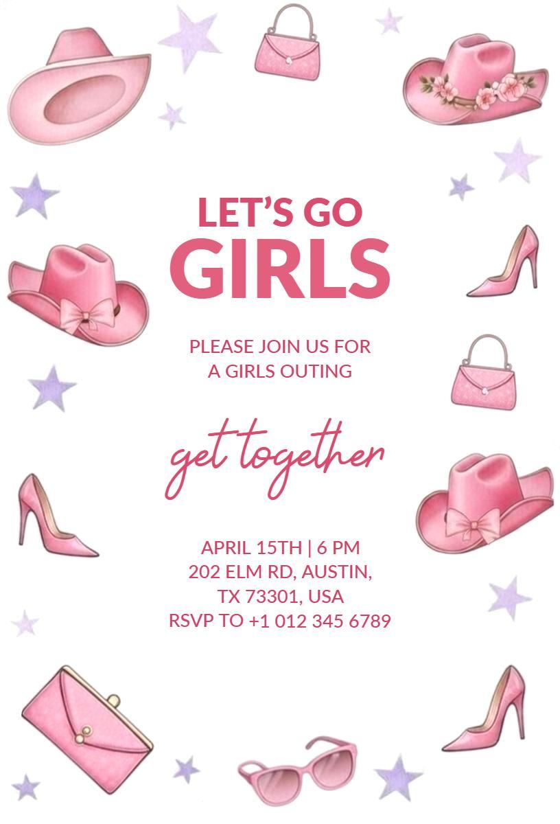 Chic Pink Girls Night Out Get Together Invitation Template