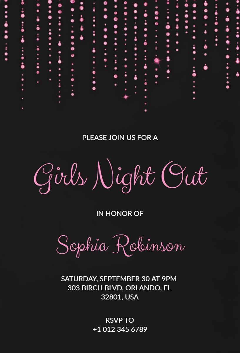 Chic Pink Glamour Ladies Night Out Celebration Invitation Template