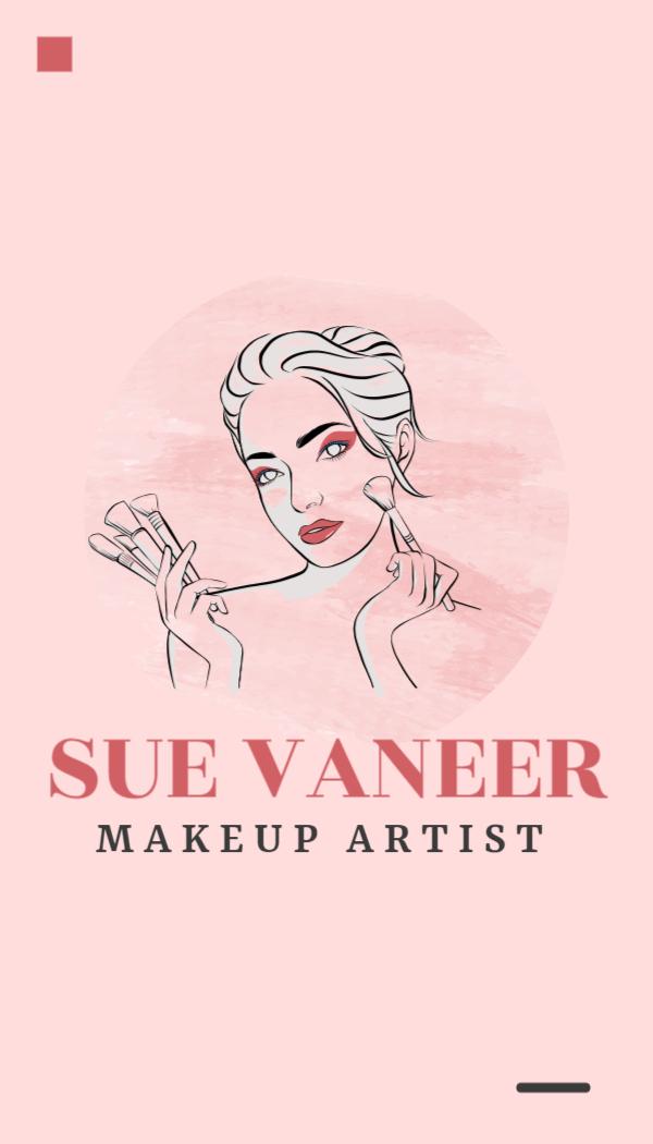 Chic Pink Illustration for Makeup Artist Business Card Template