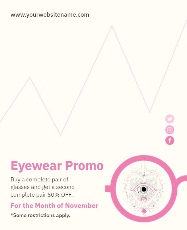 Chic Pink Minimalist Eyewear Promotion Poster Template