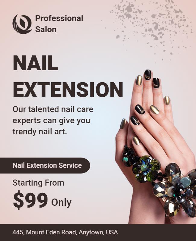 Chic Pink Nail Extension Service Promotional Poster Template