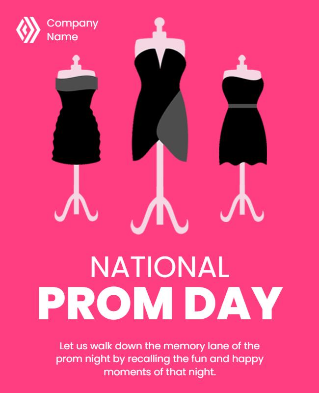 Chic Pink National Prom Day Celebration Poster Template