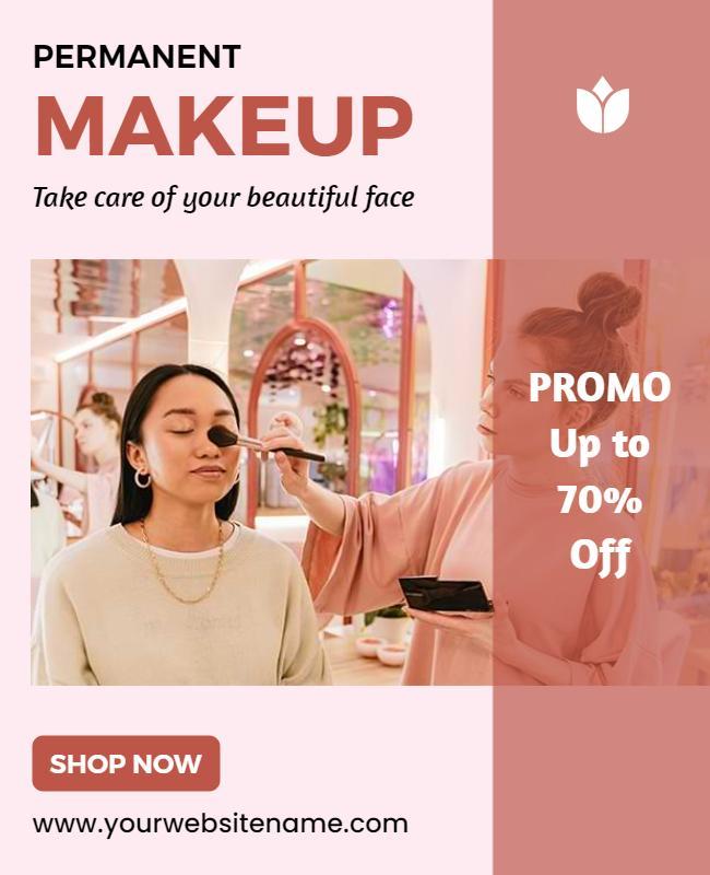 Chic Pink Permanent Makeup Beauty Promotion Poster Template
