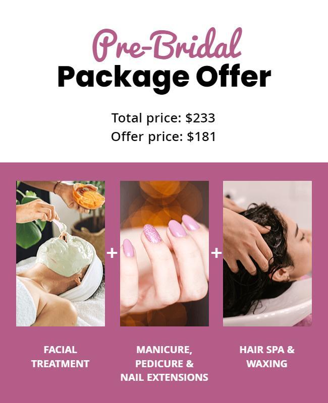 Chic Pink Pre-Bridal Beauty Package Offer Poster Template