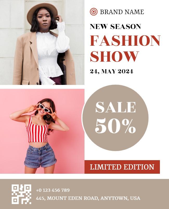 Chic Red and Pink Fashion Show Discount Event Poster Template