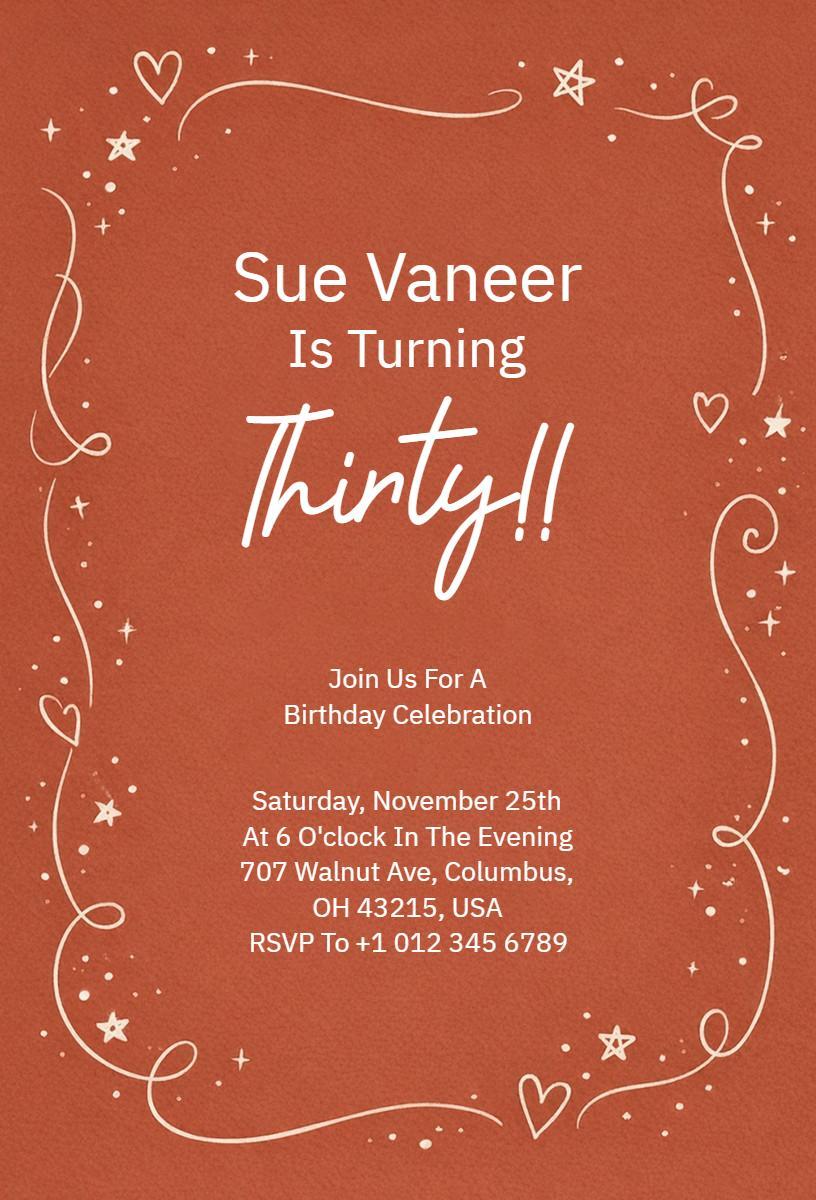 Chic Rustic Thirty Birthday Celebration Invitation Template