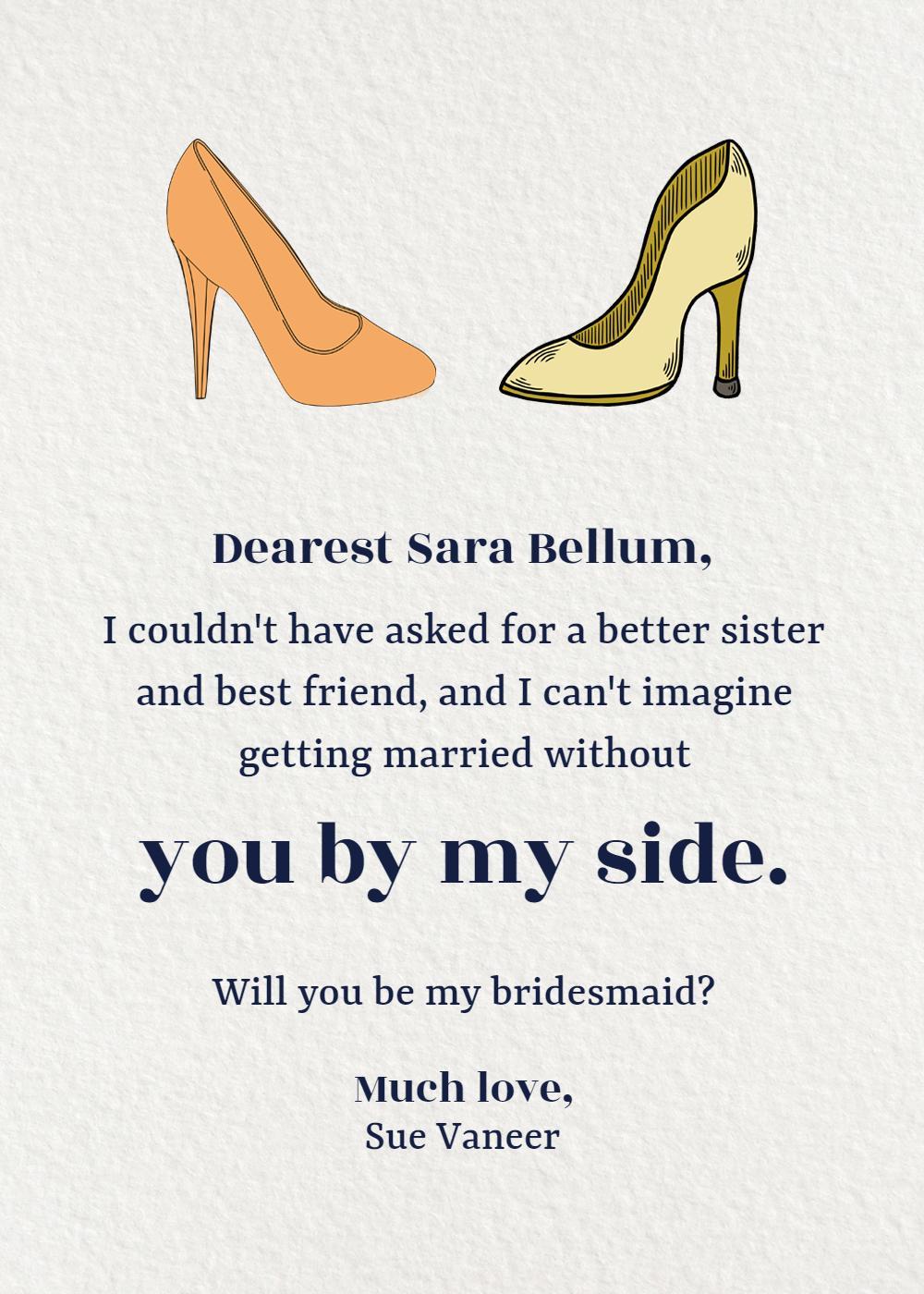 Chic Shoes Elegant Bridesmaid Proposal Invitation Template