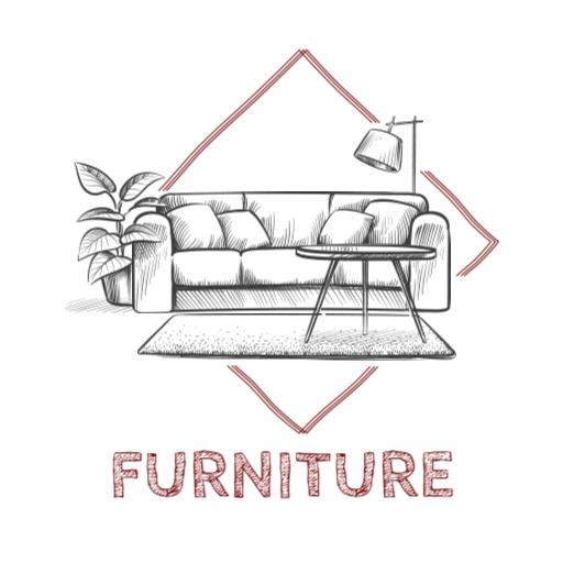 Chic Sketch Design of Cozy Living Room Furniture Logo Template